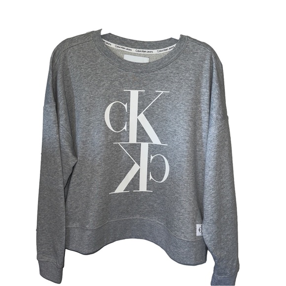 Calvin Klein Jeans Tops - Calvin Klein logo sweatshirt light heather gray EEUC